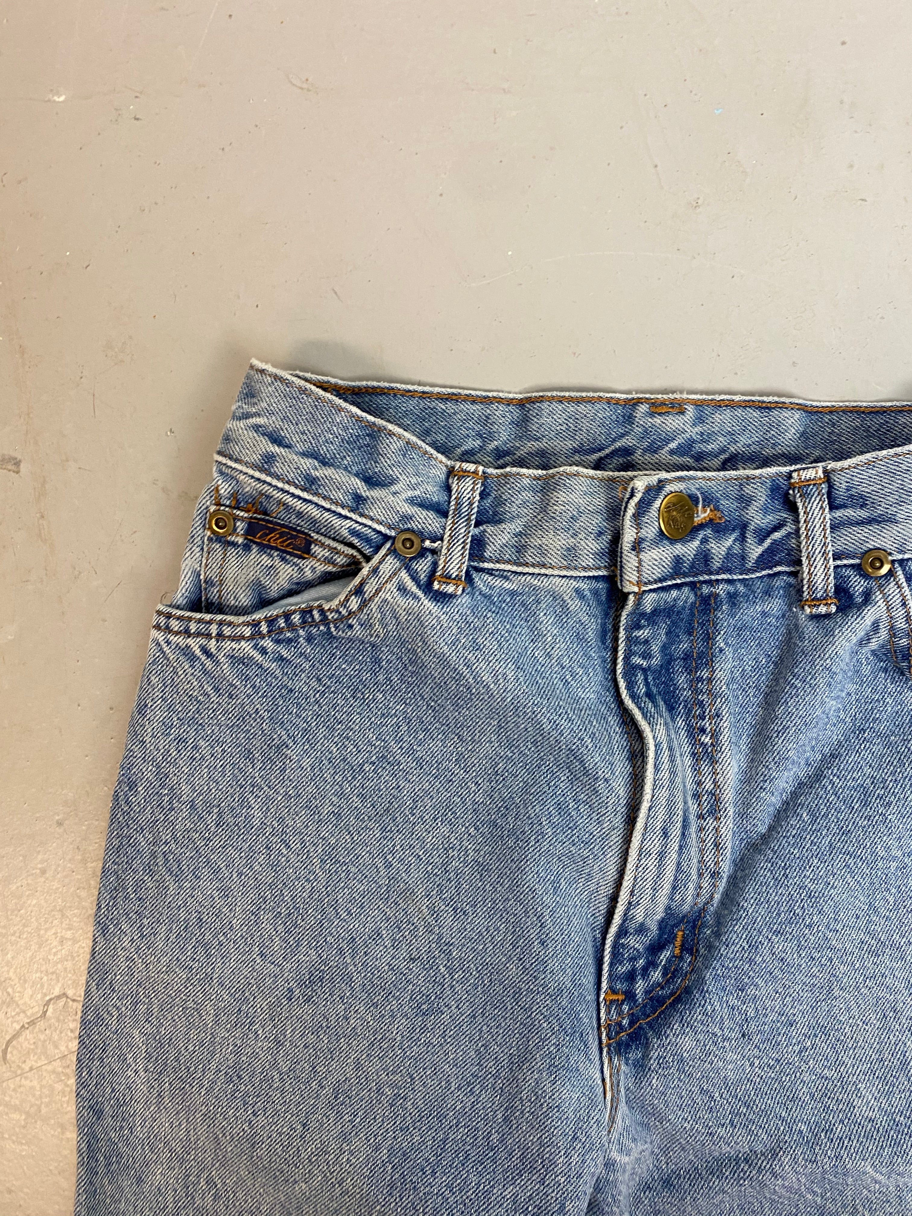 Vintage Chic High Waisted Denim frayed Shorts - 26in