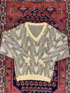 Vintage Knit V-Neck Sweater - M