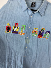 Load image into Gallery viewer, 90s embroidered Warner Bros denim button up
