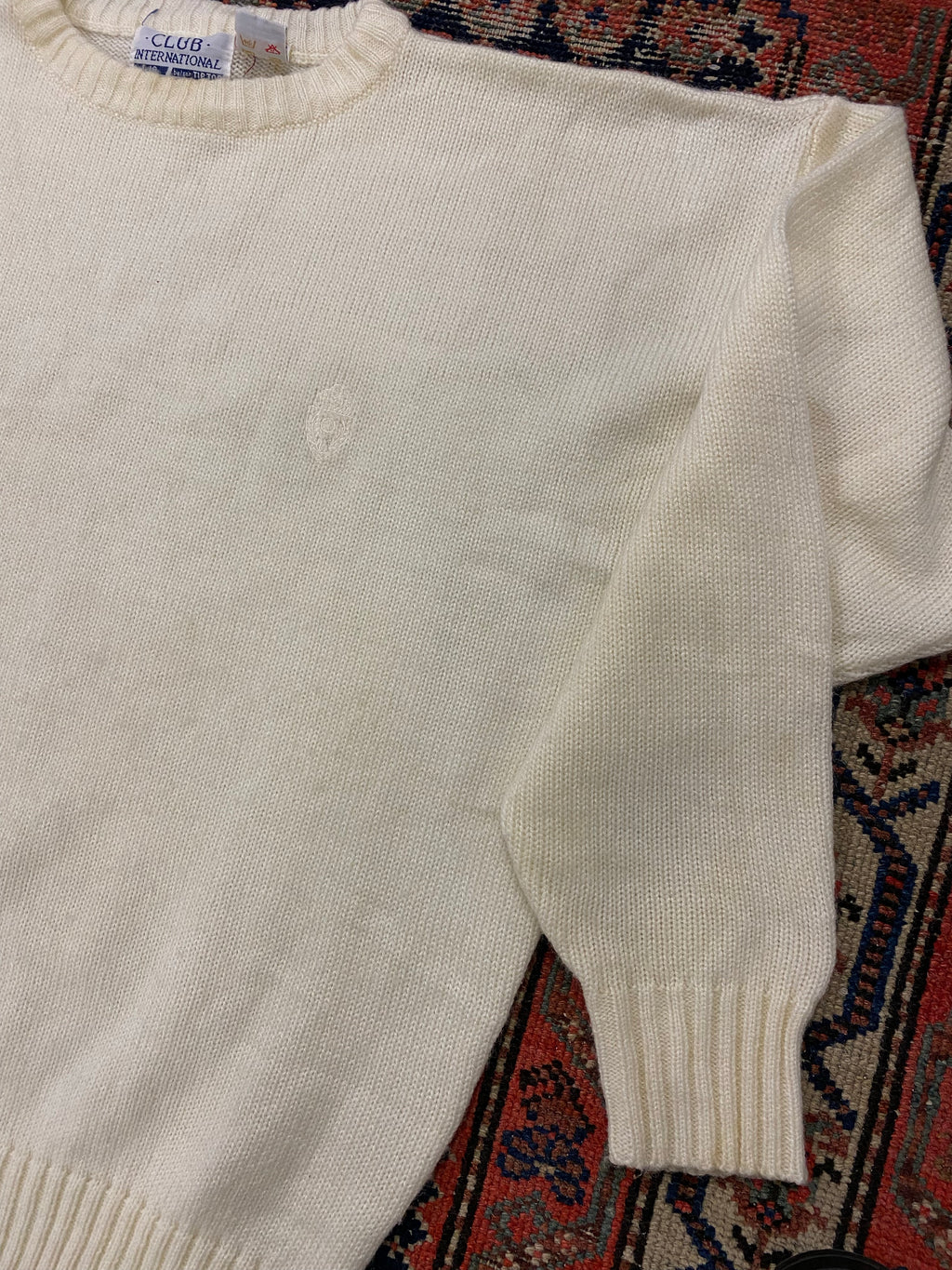 90s White Knit Sweater - L