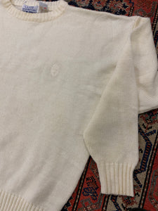 90s White Knit Sweater - L