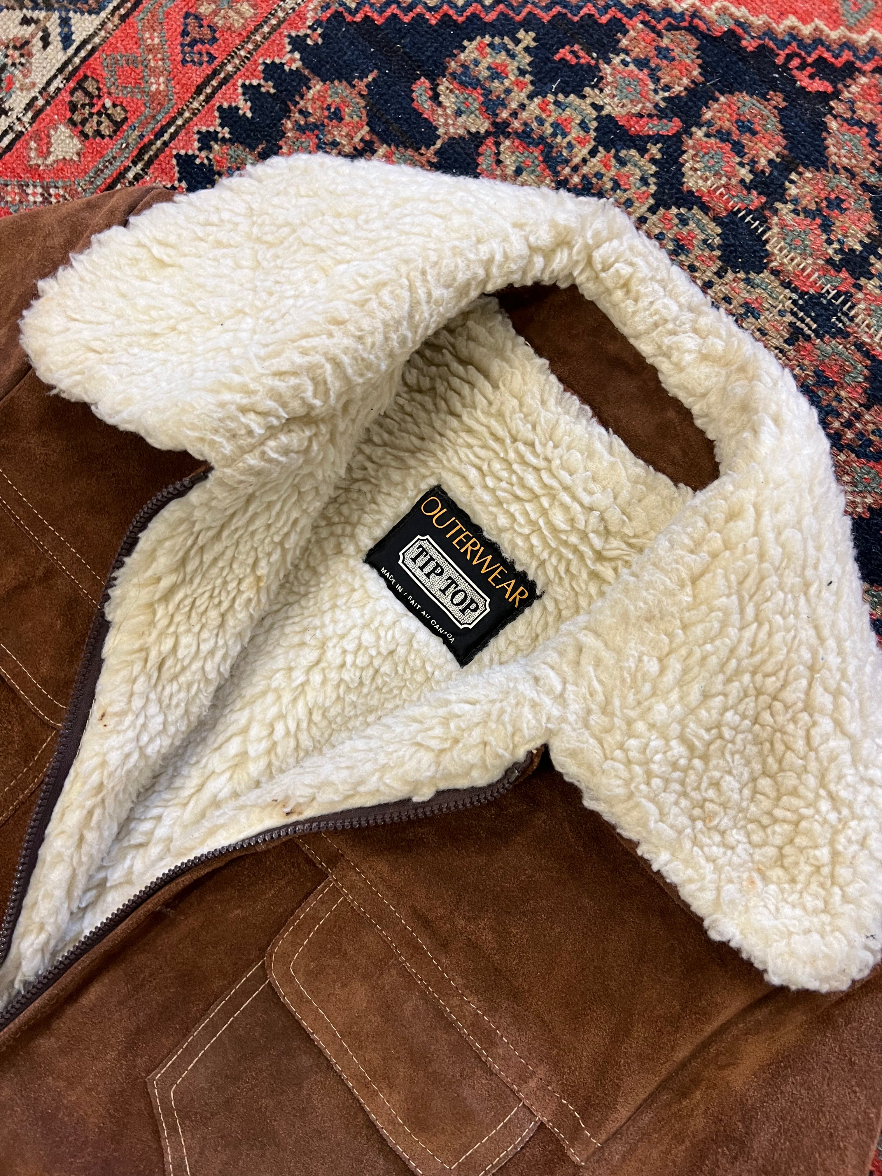 VINTAGE SUEDE SHERPA JACKET - SMALL