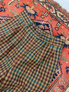 Vintage High Waisted Plaid Trousers - 29in