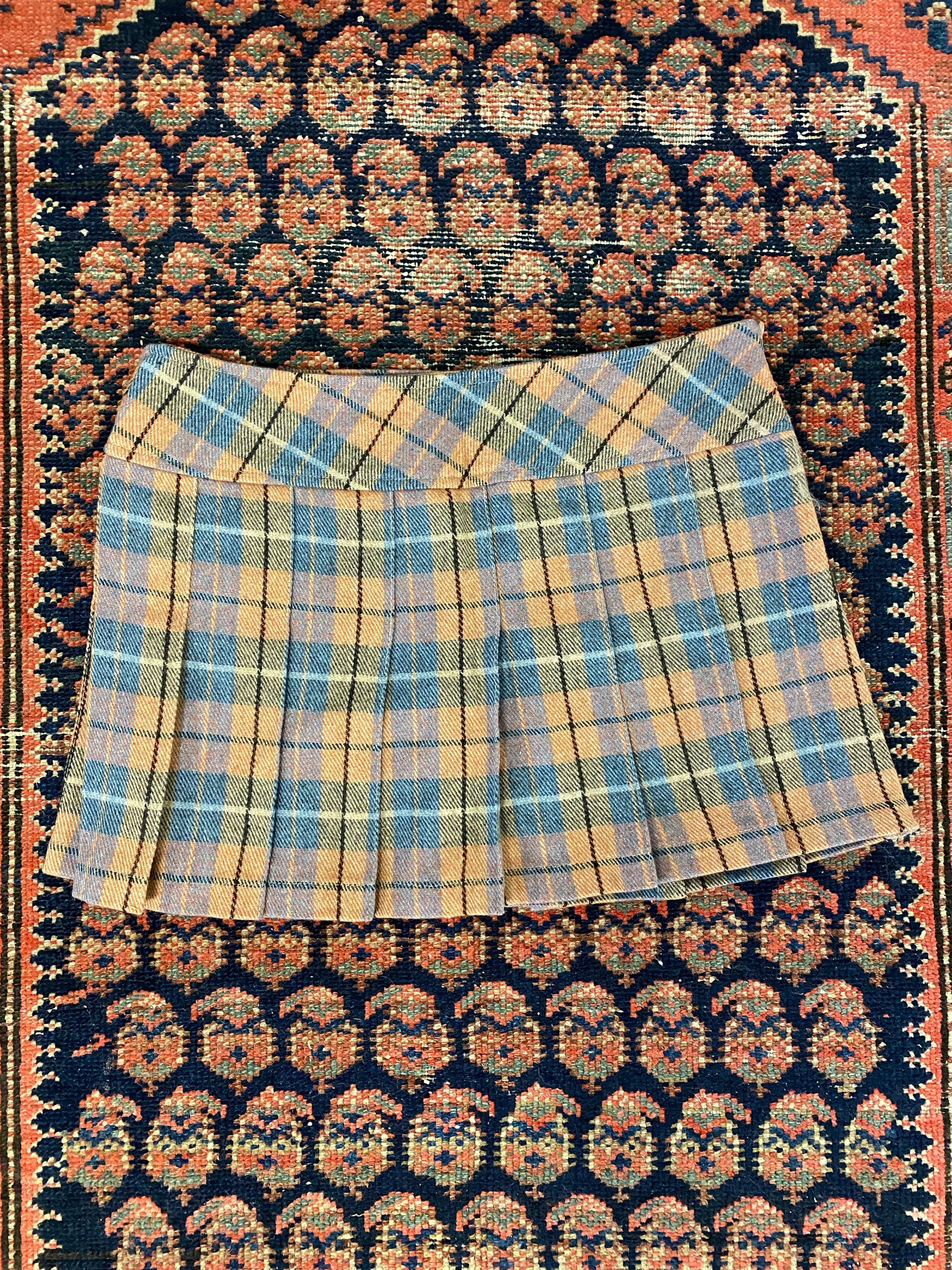 Vintage Plaid Mini Skirt - 30in