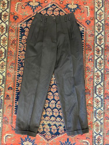 Vintage Brown Pleated Trousers - 26in