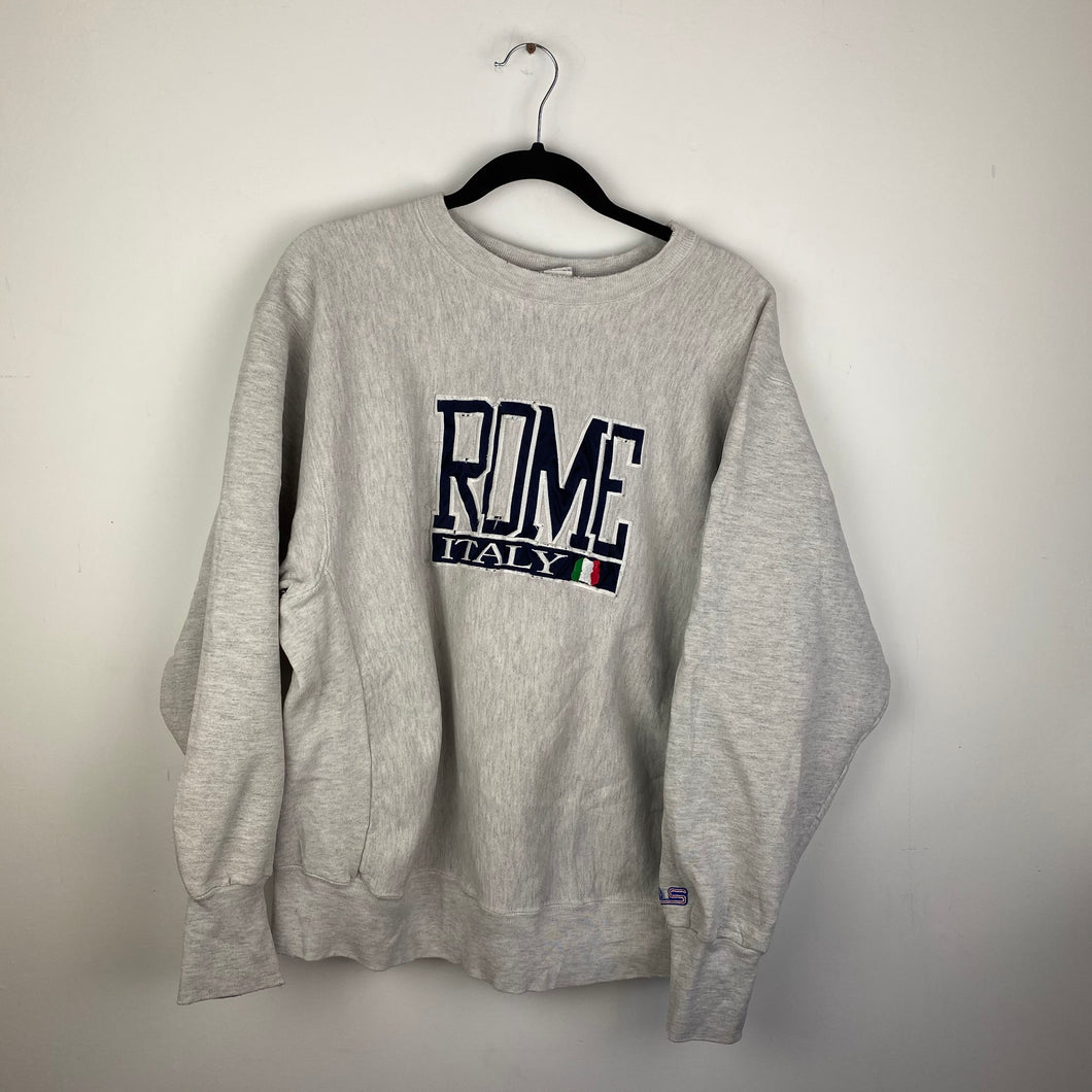 Heavy weight embroidered Rome crewneck