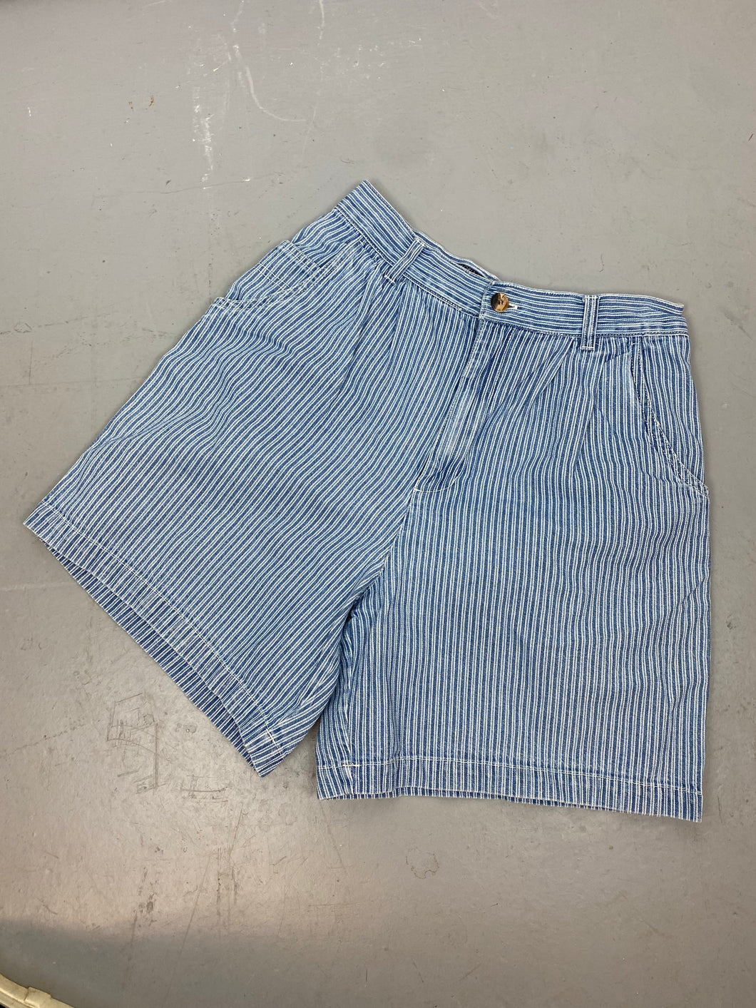 Vintage Pinstripe Denim Shorts - 28in