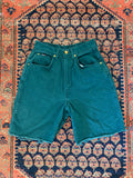 90s High Waisted Chic Denim Frayed Shorts - 24in