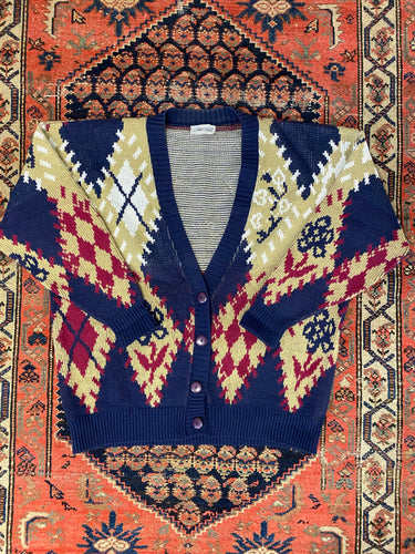 Vintage Knitted Cardigan Sweater - L