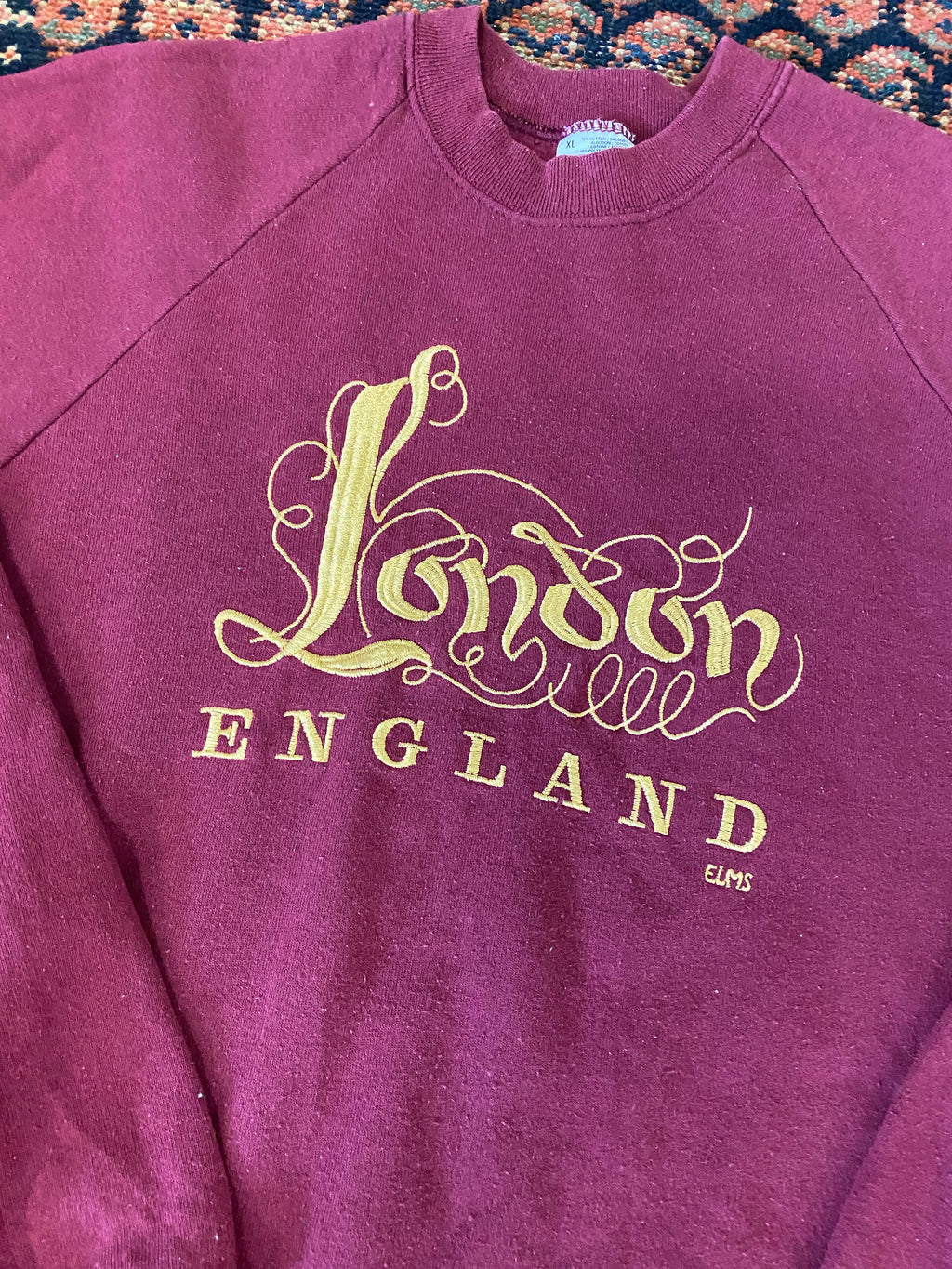 80s London England Embroidered Crewneck - L