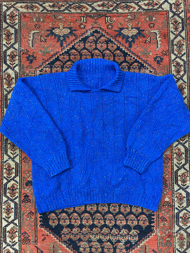 Vintage Collared Knit Sweater - L