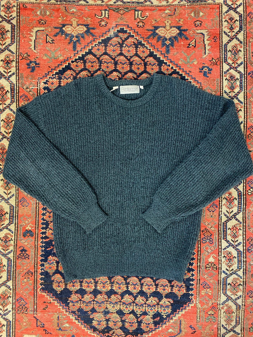 Vintage Charcoal Grey Knit Sweater - L