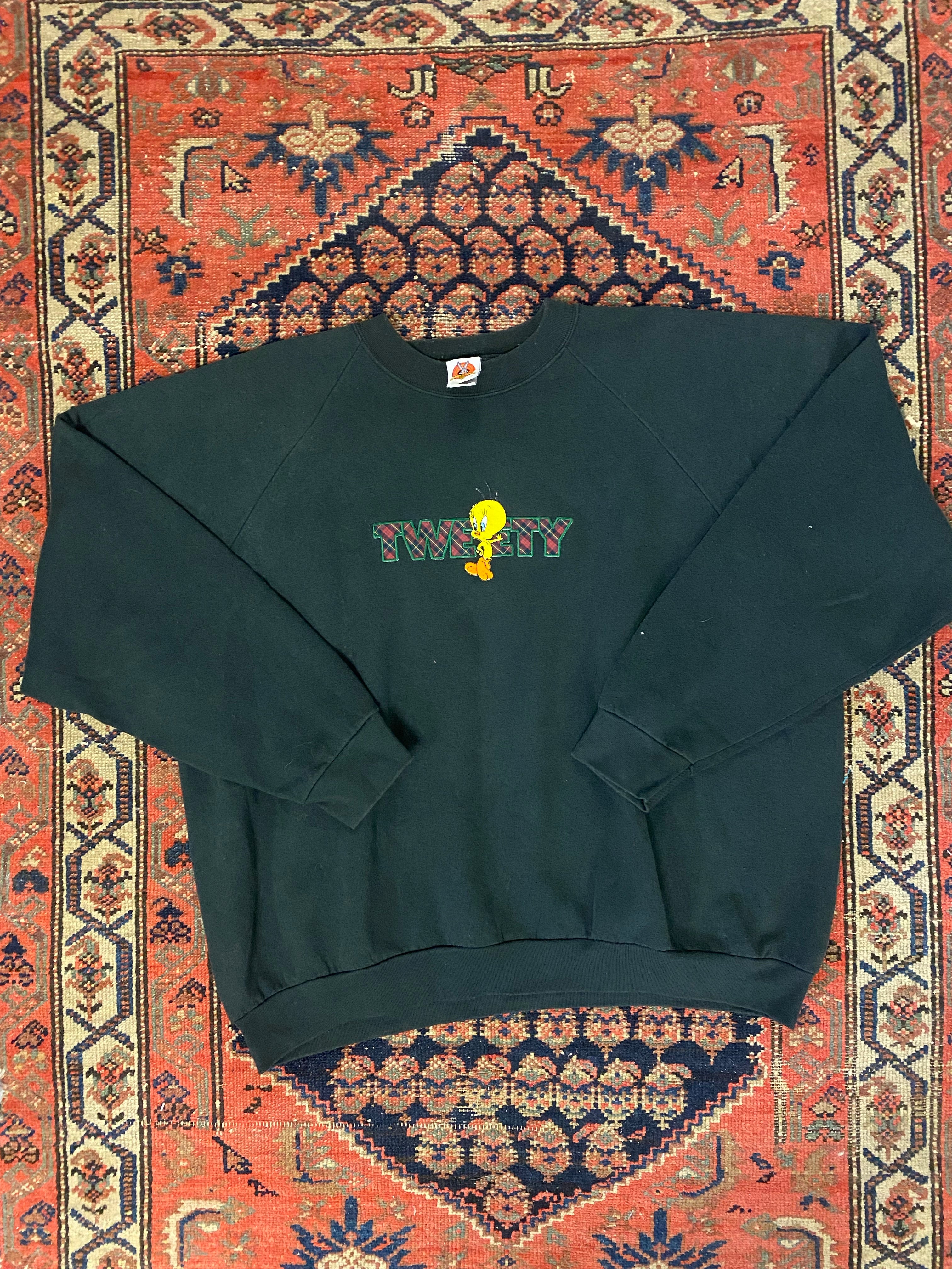 Vintage Embroidered Tweety Crewneck - L