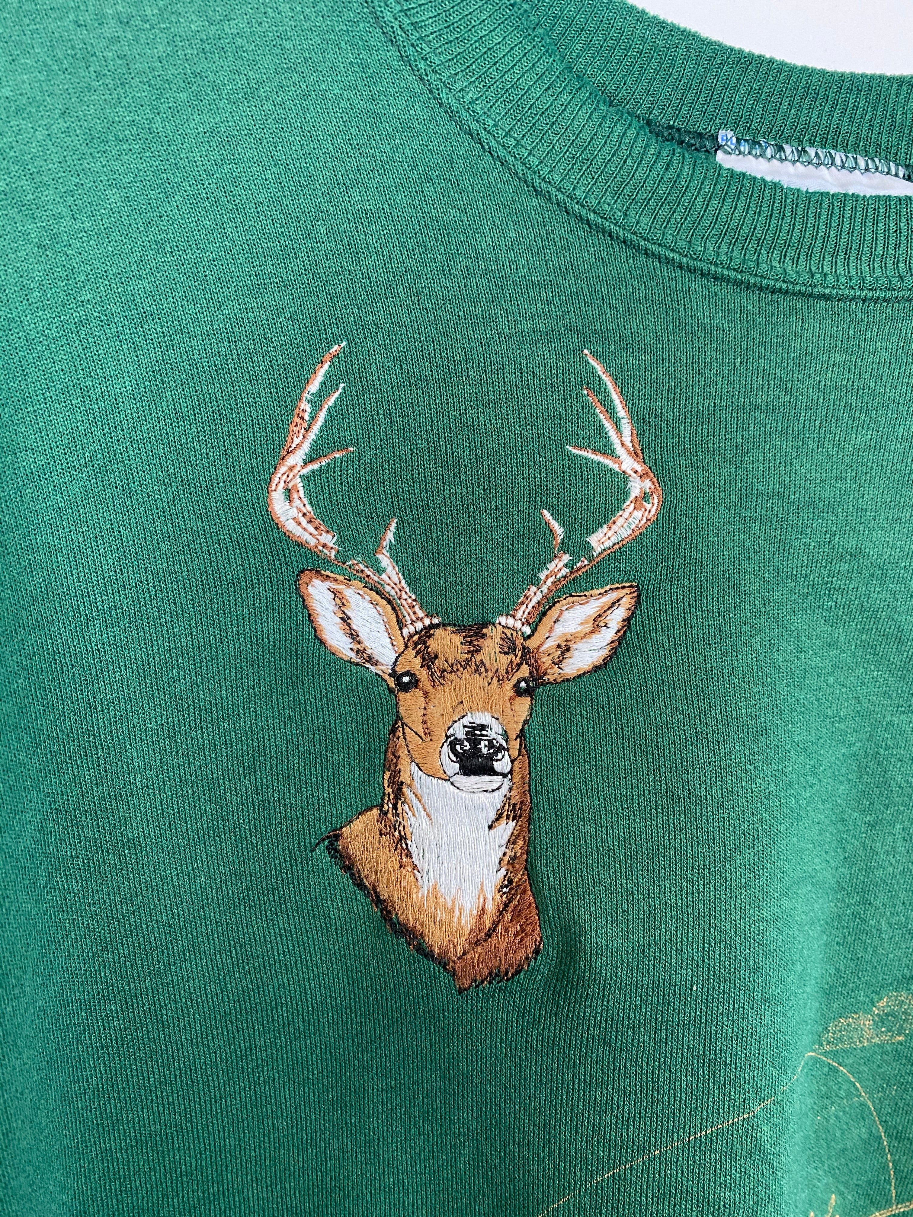 Embroidered Deer Wisconsin crewneck