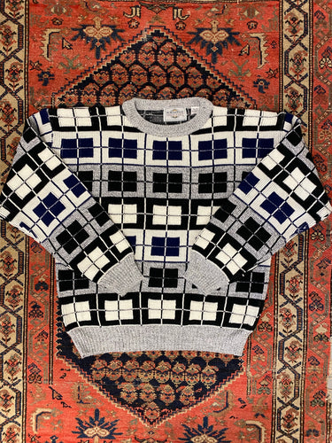 Vintage Patterned Knit Sweater - L
