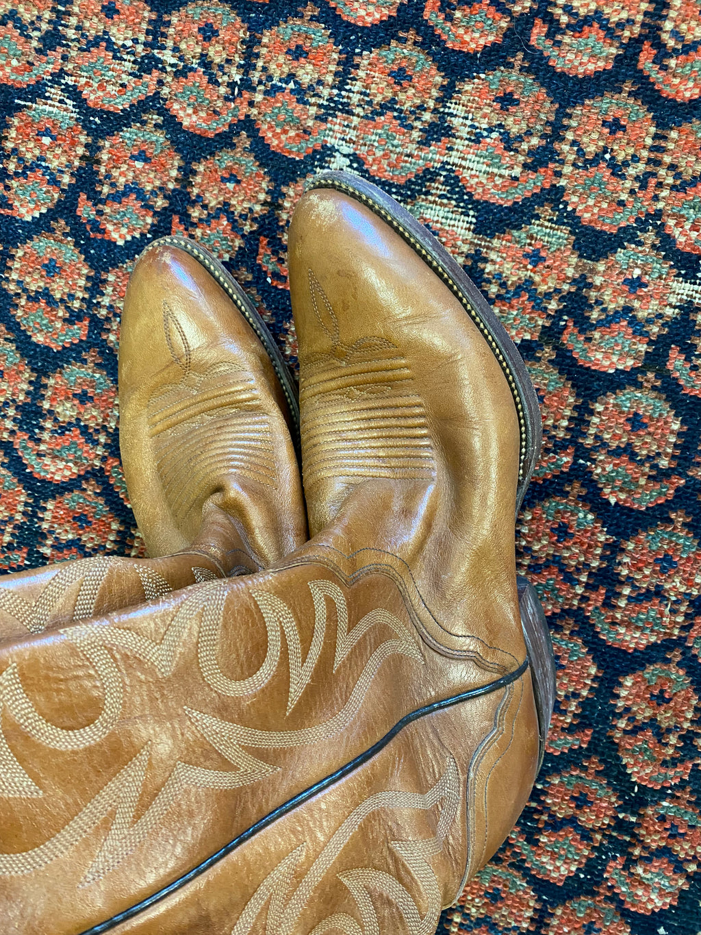 Vintage leather brown cowboy boots - WMNS/10