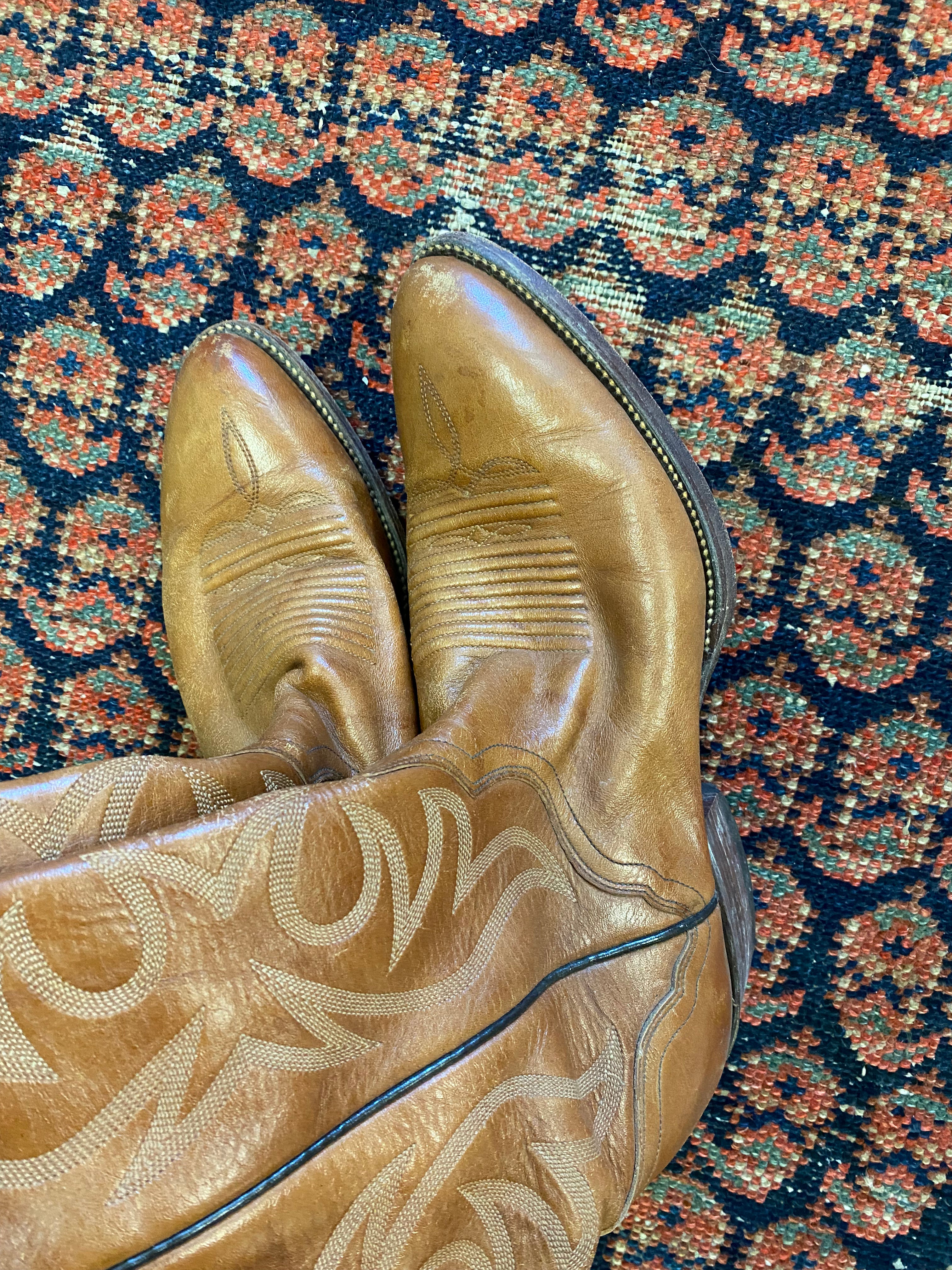 Vintage leather brown cowboy boots - WMNS/10