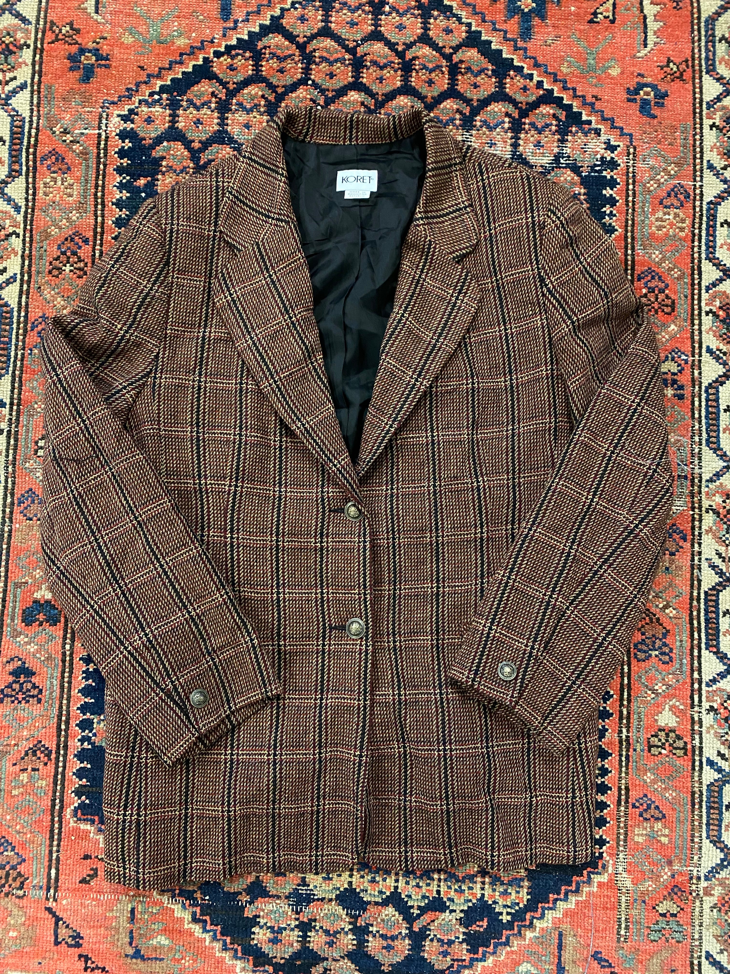 Vintage Plaid Blazer - L