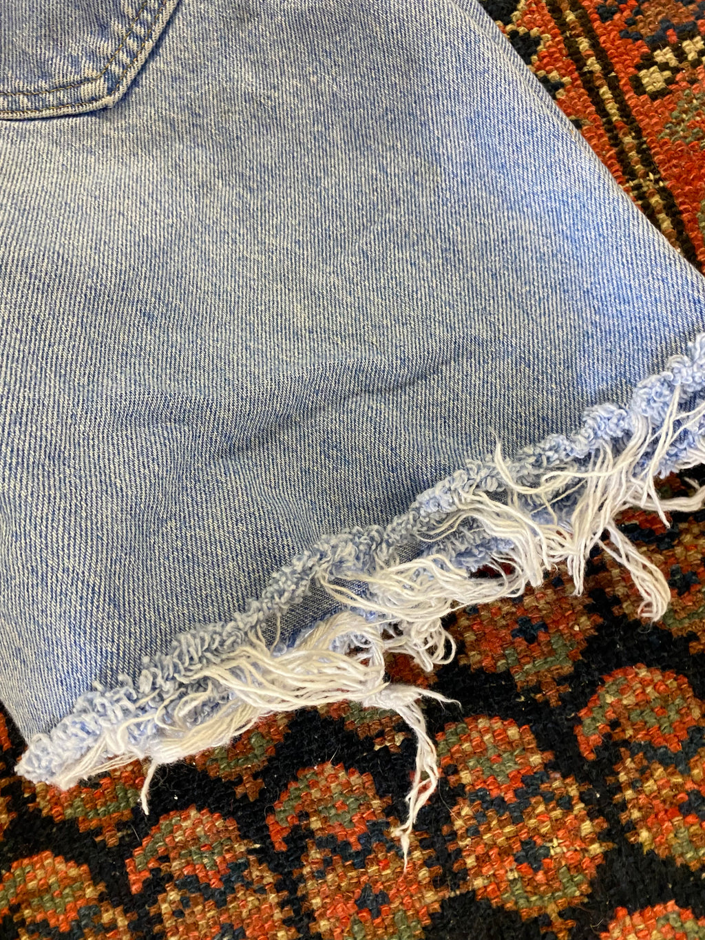 Vintage High Waist Rider Frayed Denim Shorts - 28in