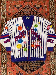 Vintage Baseball Knit Cardigan - L