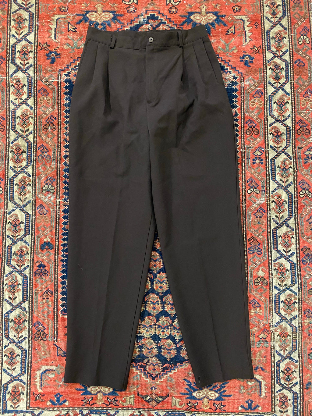 Vintage Brown High Waisted Pleated Trousers - 30IN/W