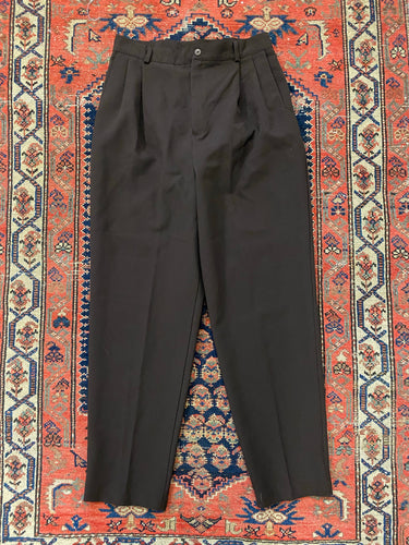 Vintage Brown High Waisted Pleated Trousers - 30IN/W