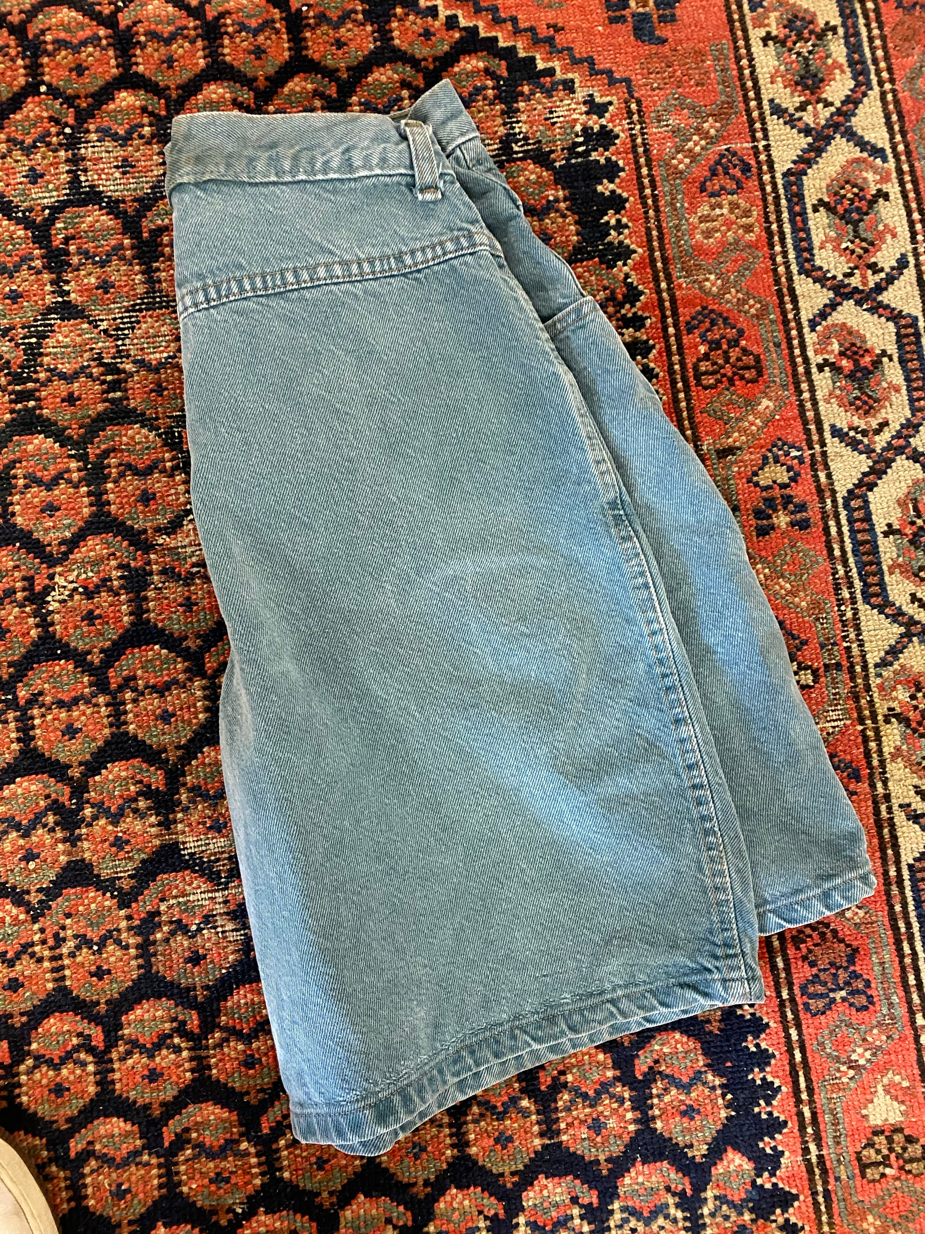 Vintage Pleated High Waisted Denim Shorts - 29in