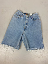 Load image into Gallery viewer, Vintage high waisted Route 66 frayed Denim shorts - 24in
