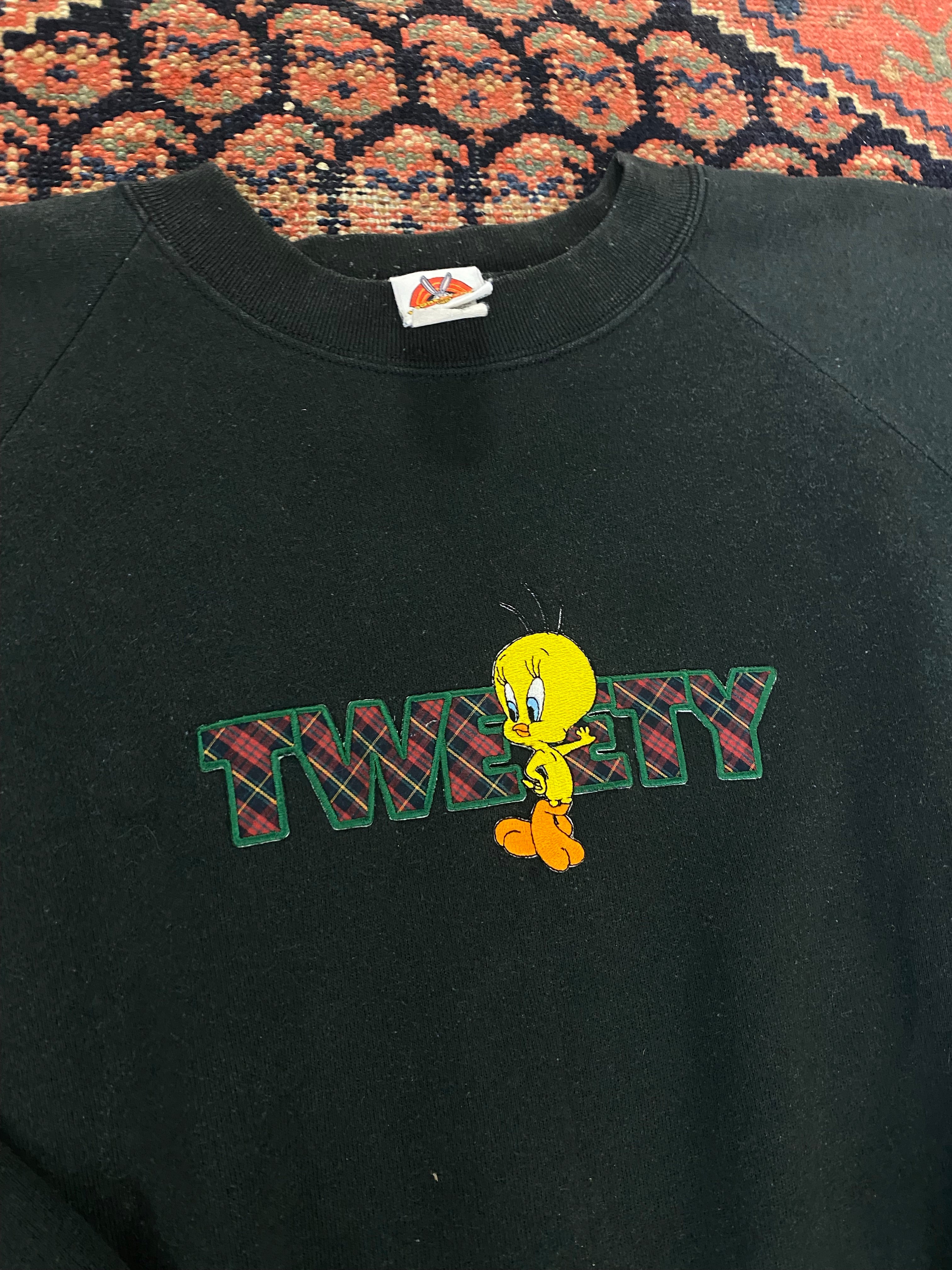 Vintage Embroidered Tweety Crewneck - L