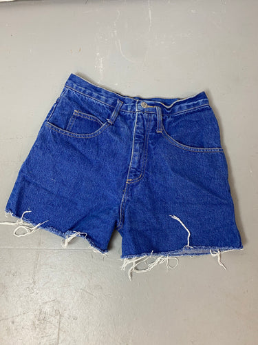 Vintage High Waisted Frayed Denim Shorts - 28in