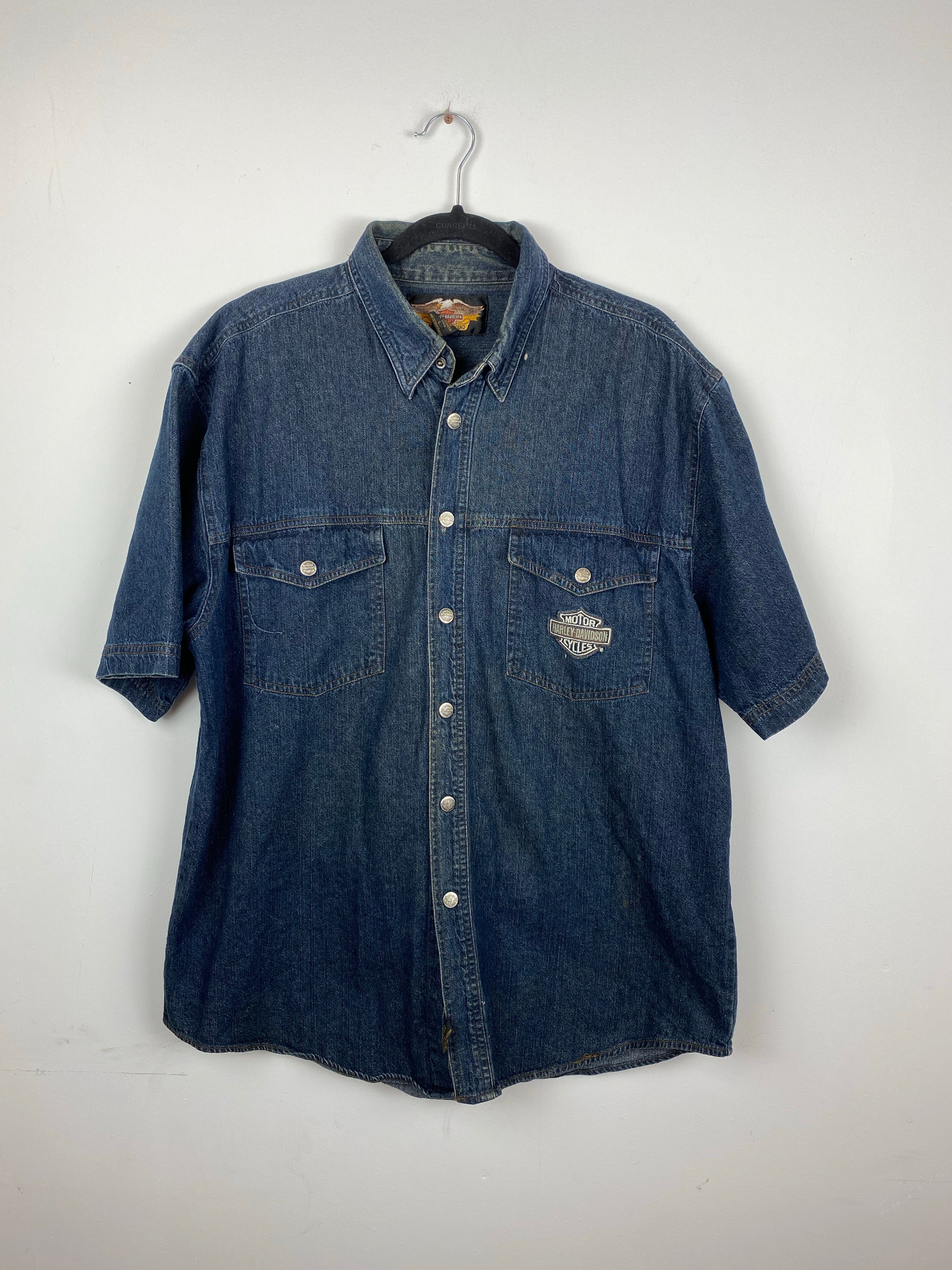 Short sleeve Denim Harley Davidson button up