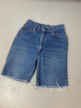 Load image into Gallery viewer, 90s High Waisted Levi’s Frayed Denim Shorts - 25in
