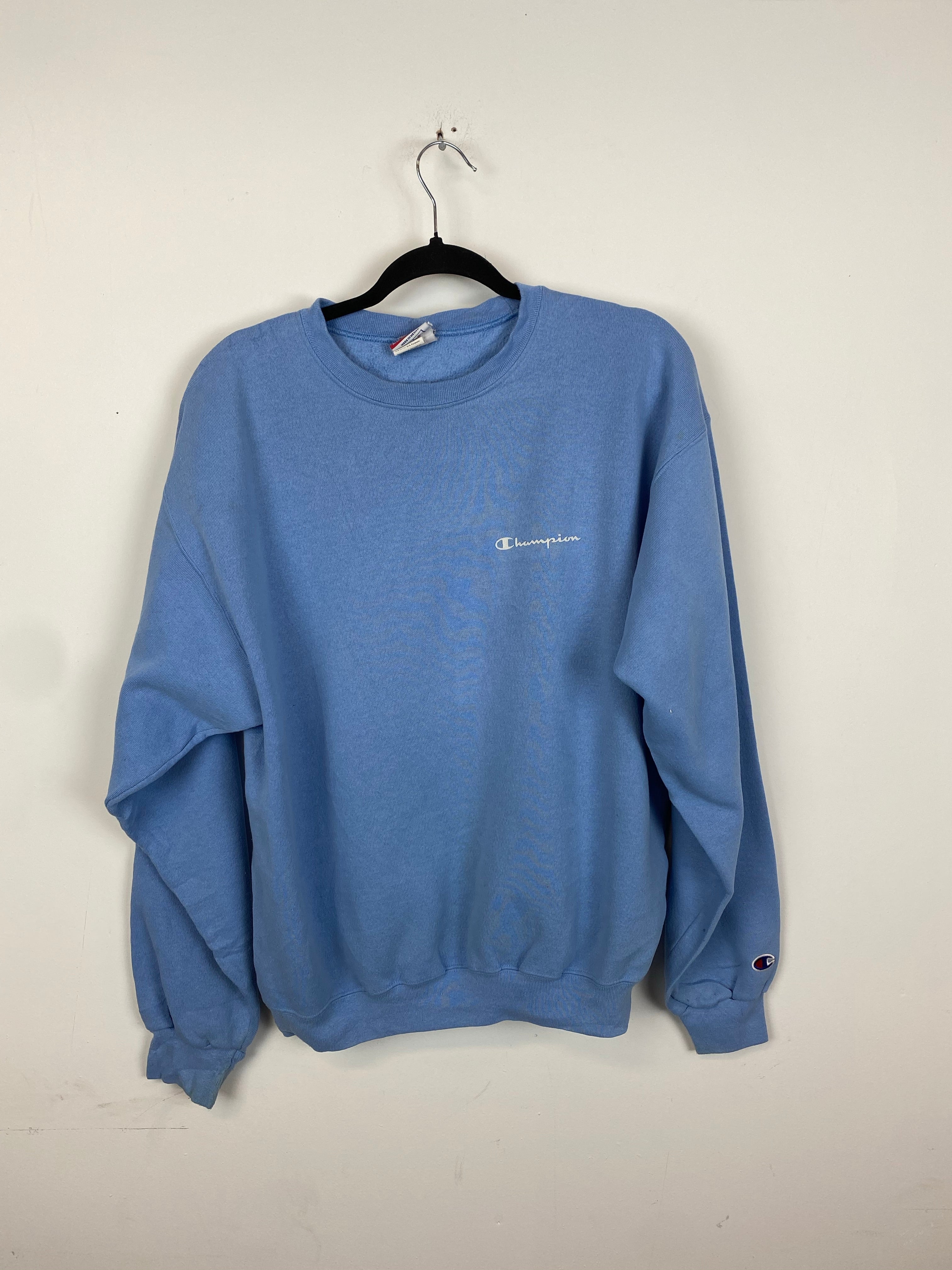 Baby blue champion script crewneck - S/M