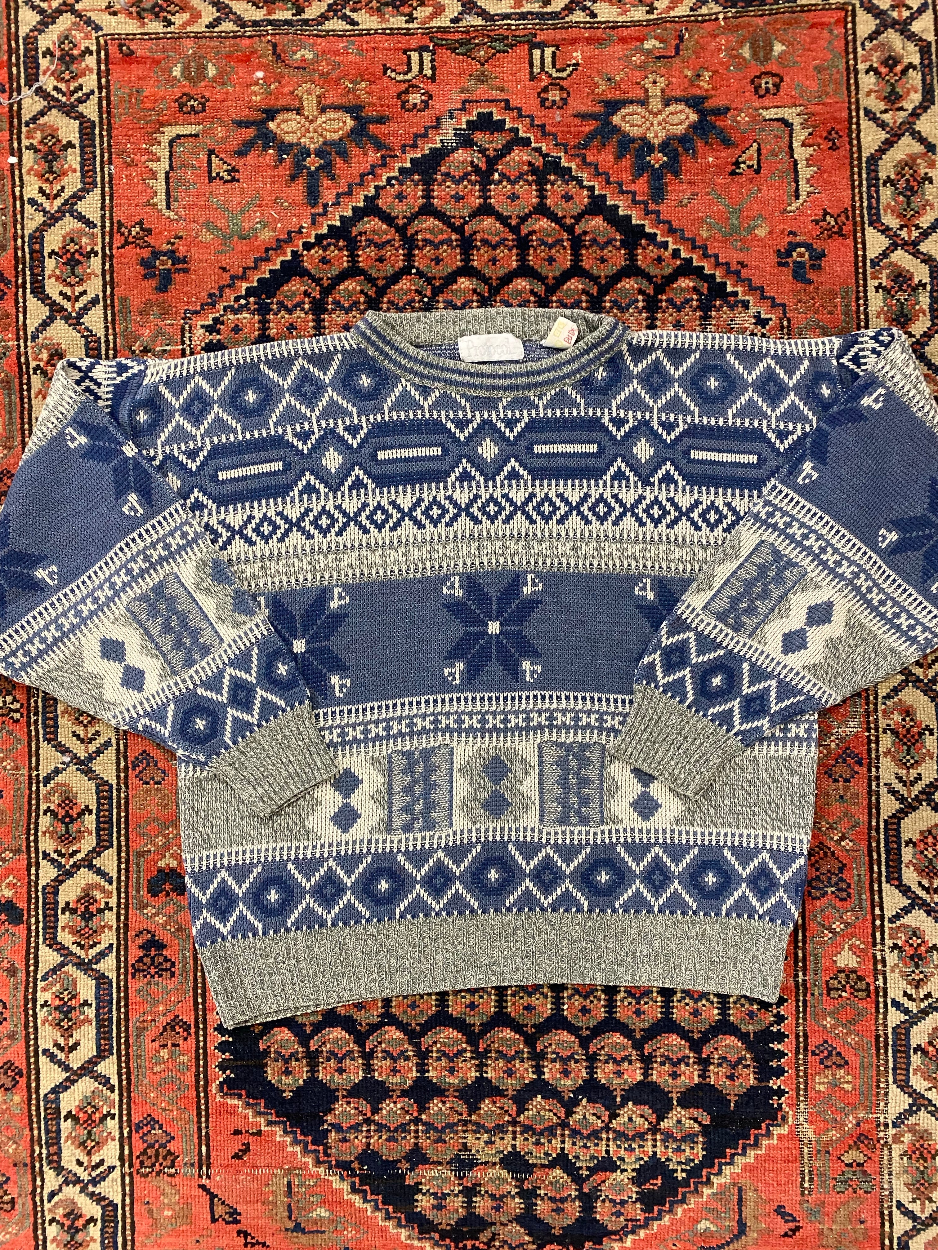 Vintage Snowflake Knit Sweater - M