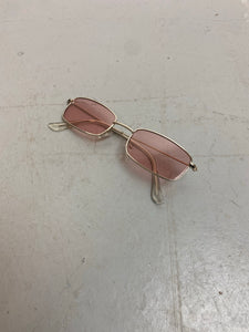 Pink Tinted Square Metal Framed Sunglasses