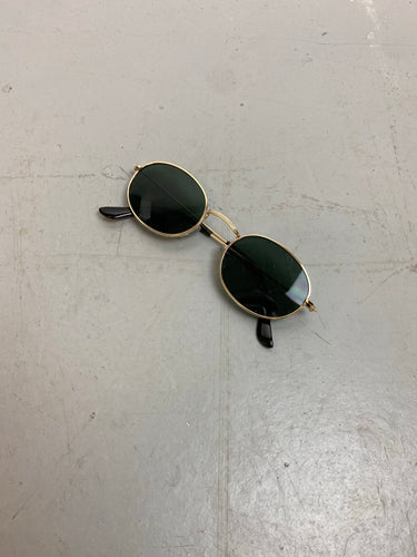 Circle Gold Framed Black Tinted Sunglasses