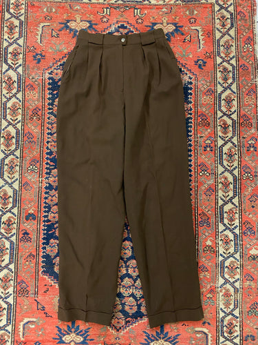 Vintage High Waisted Brown Trousers - 25IN/W