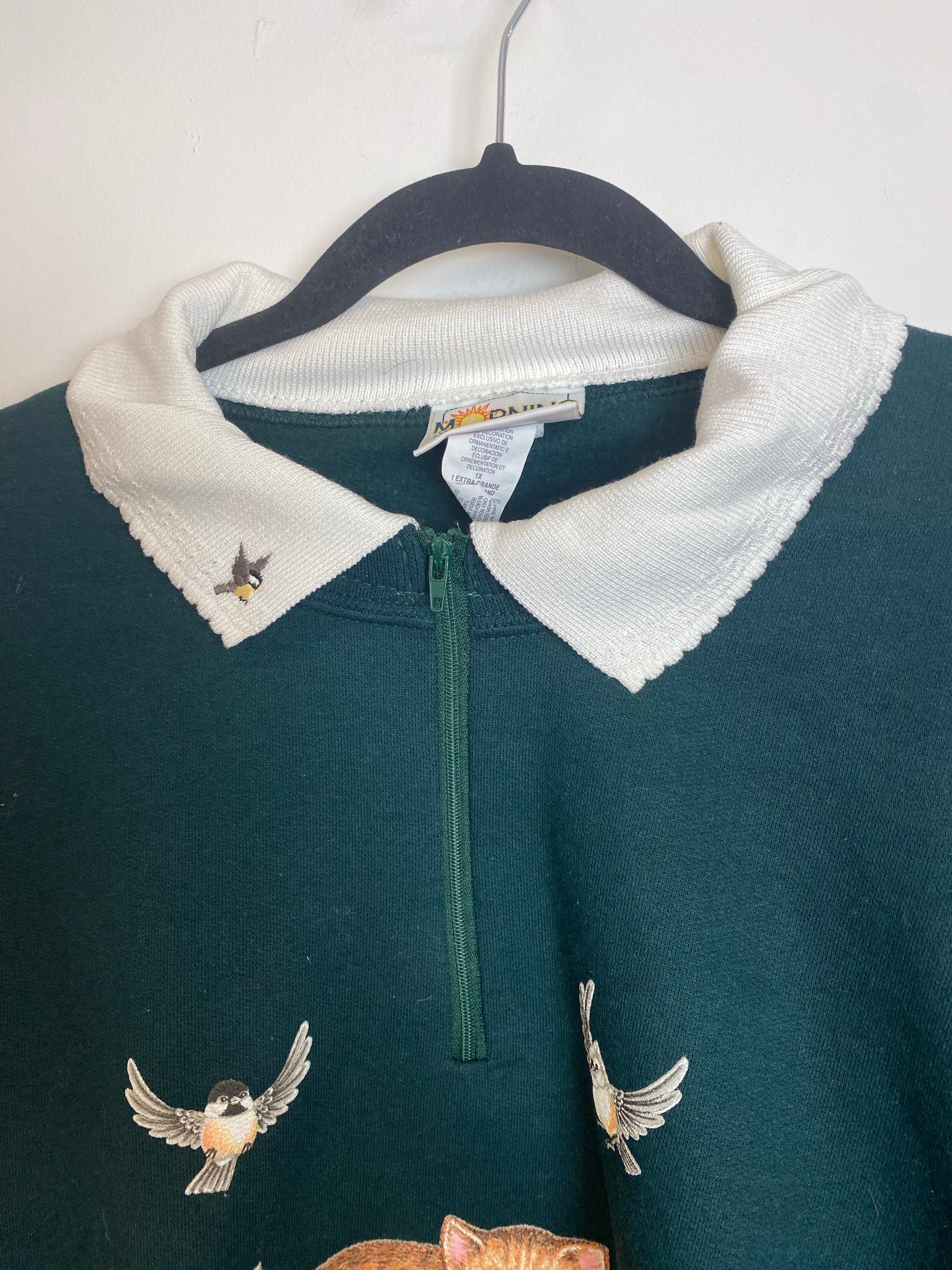 Vintage Graphic Collared Quarter-zip Crewneck - L/XL