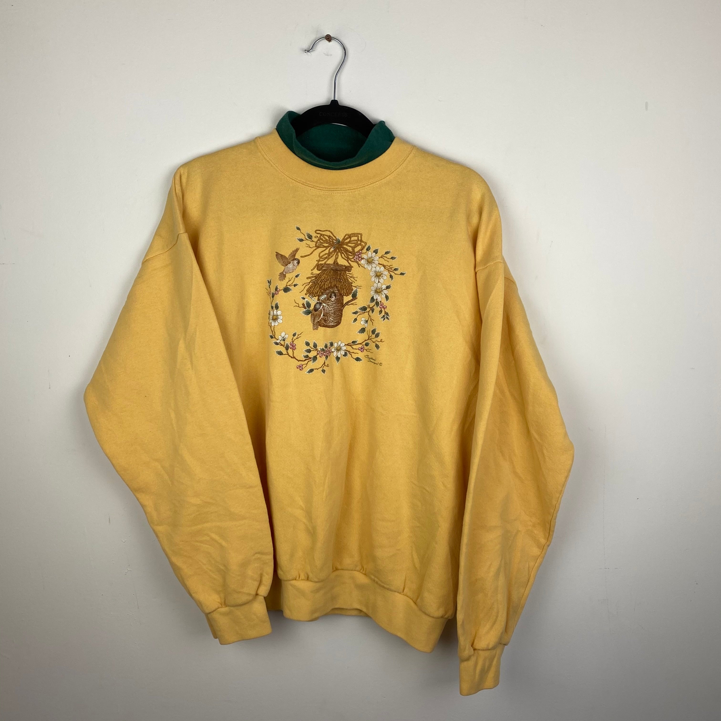 Vintage birds in a nest crewneck