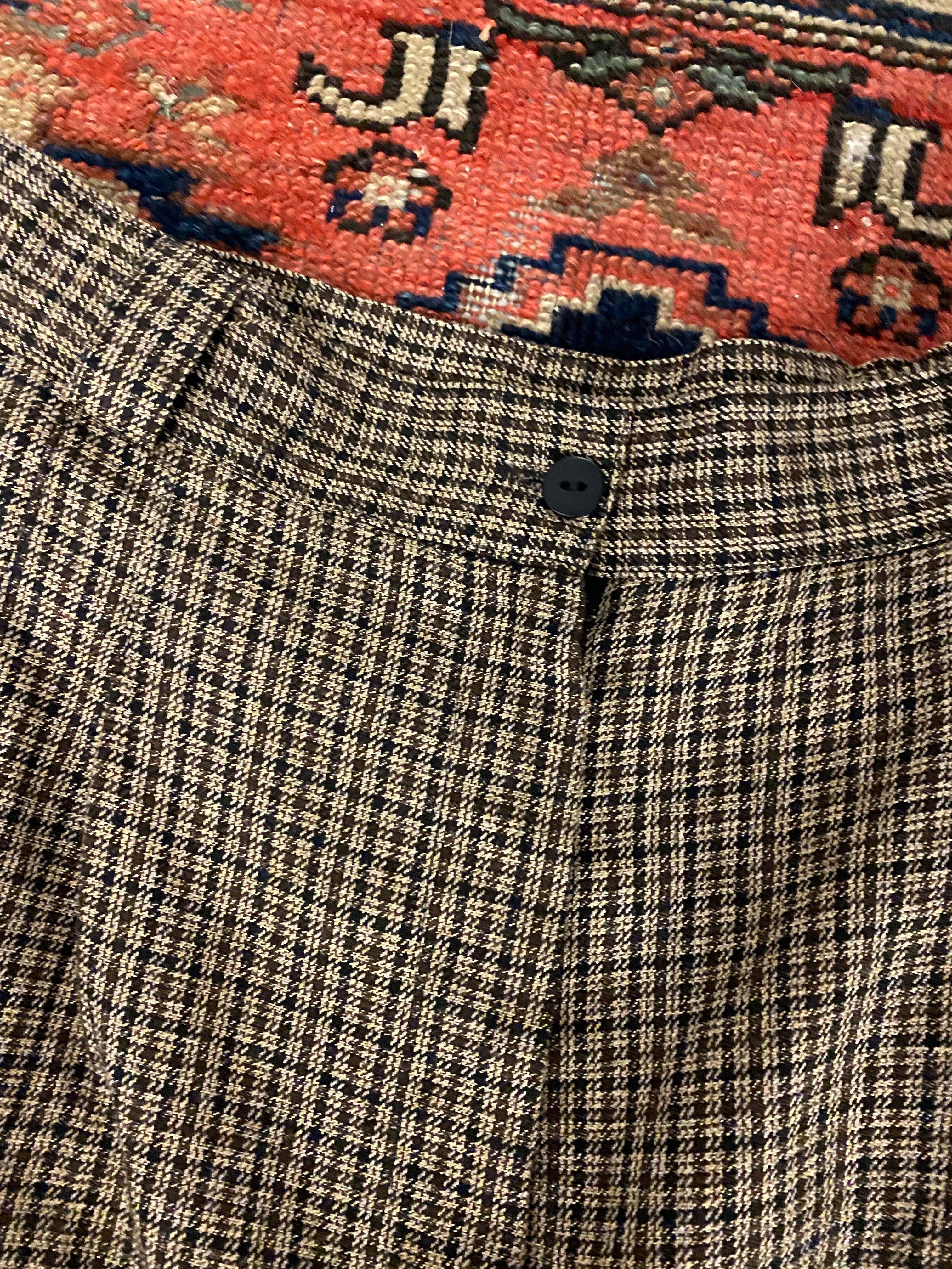 90s High Waisted Plaid Trousers - 28inch