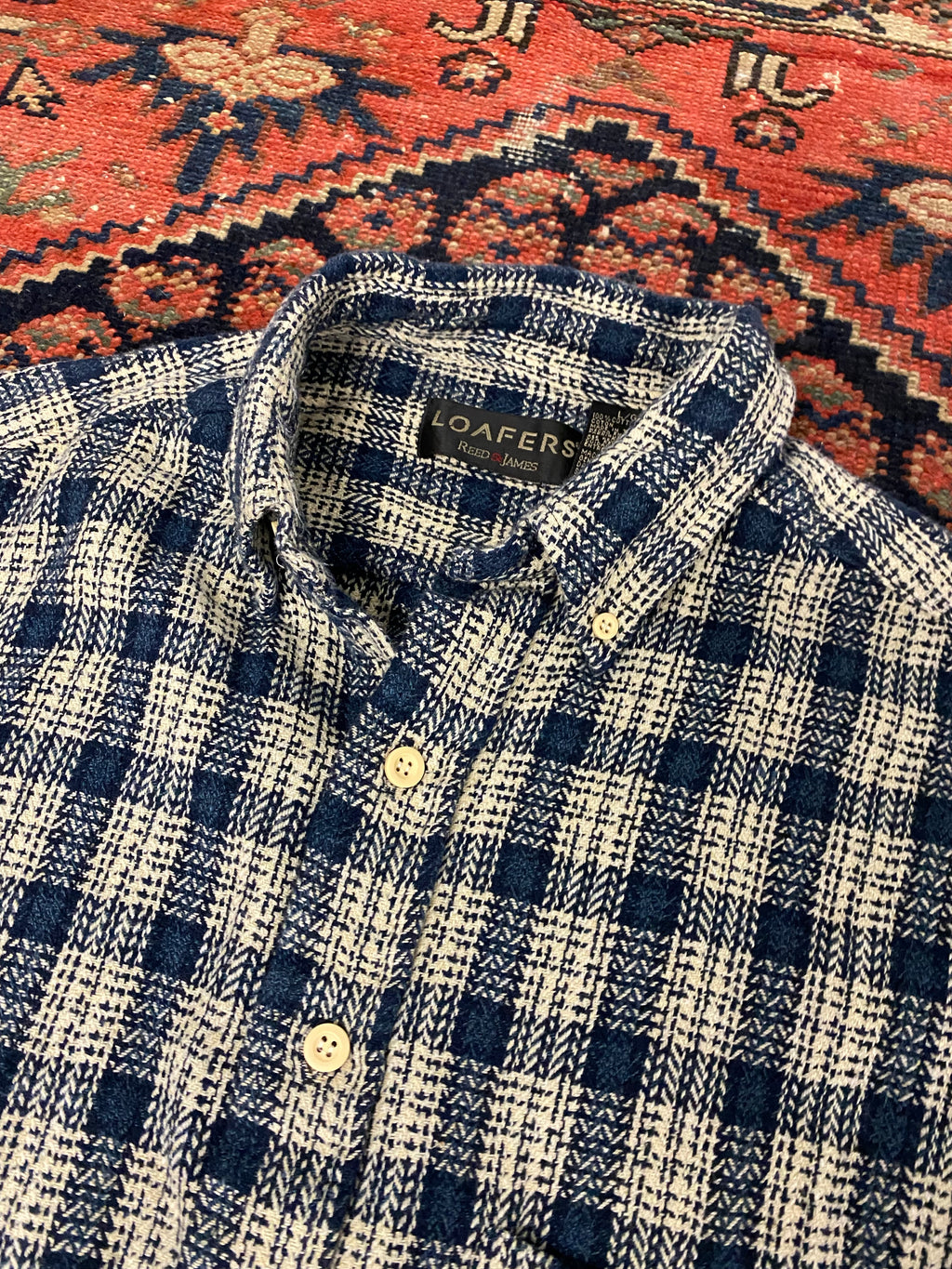 Vintage Blue Flannel Button Up - L