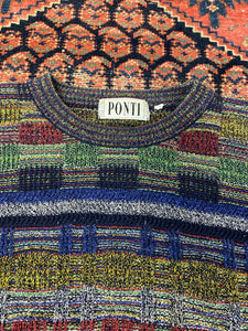 Vintage Patterned Knit Sweater - L