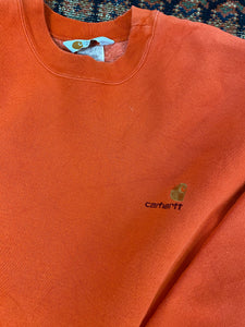 90s Light Orange Embroidered Carhartt Crewneck - XL