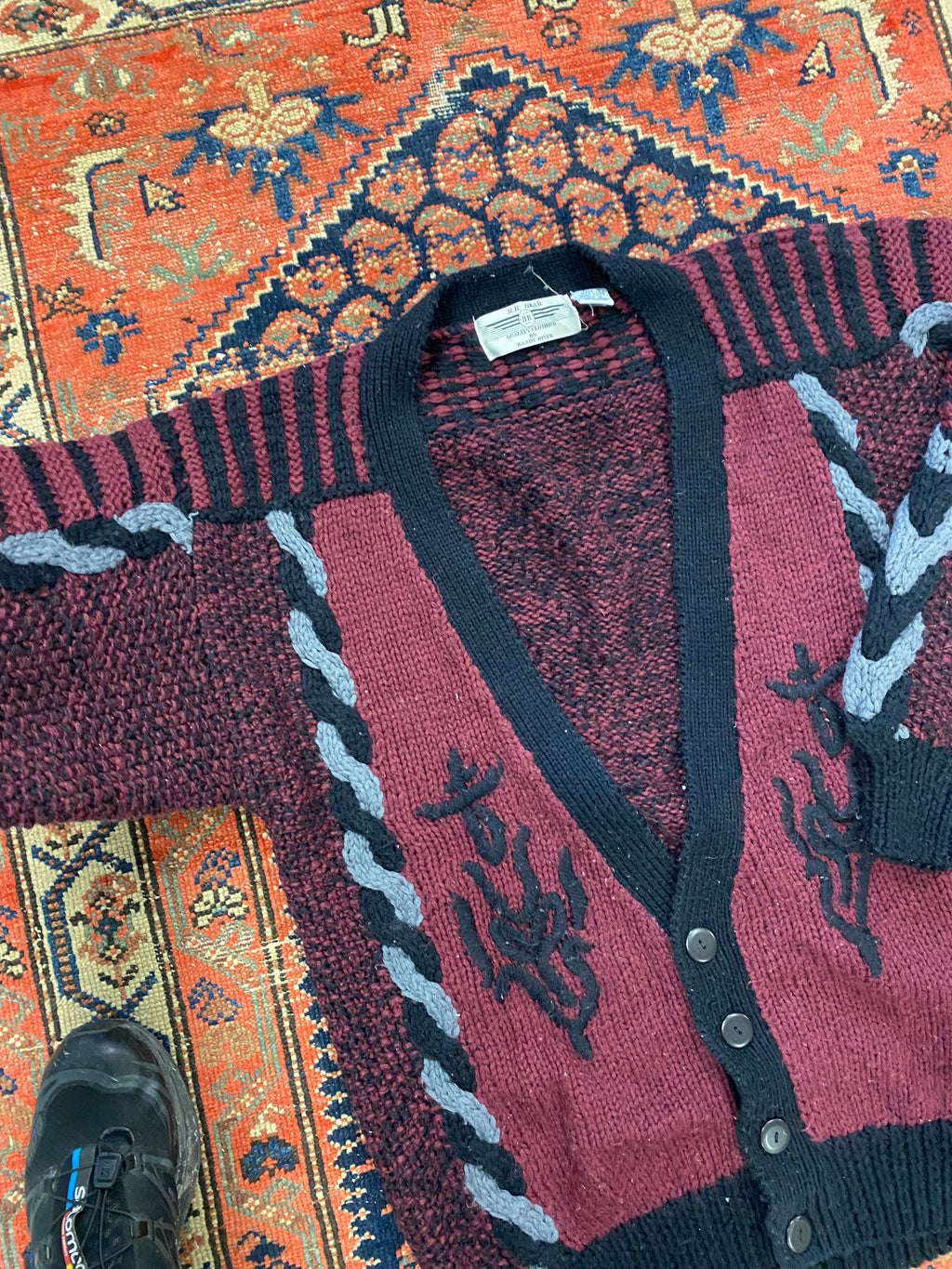 90s Heavy Knit Cardigan - L