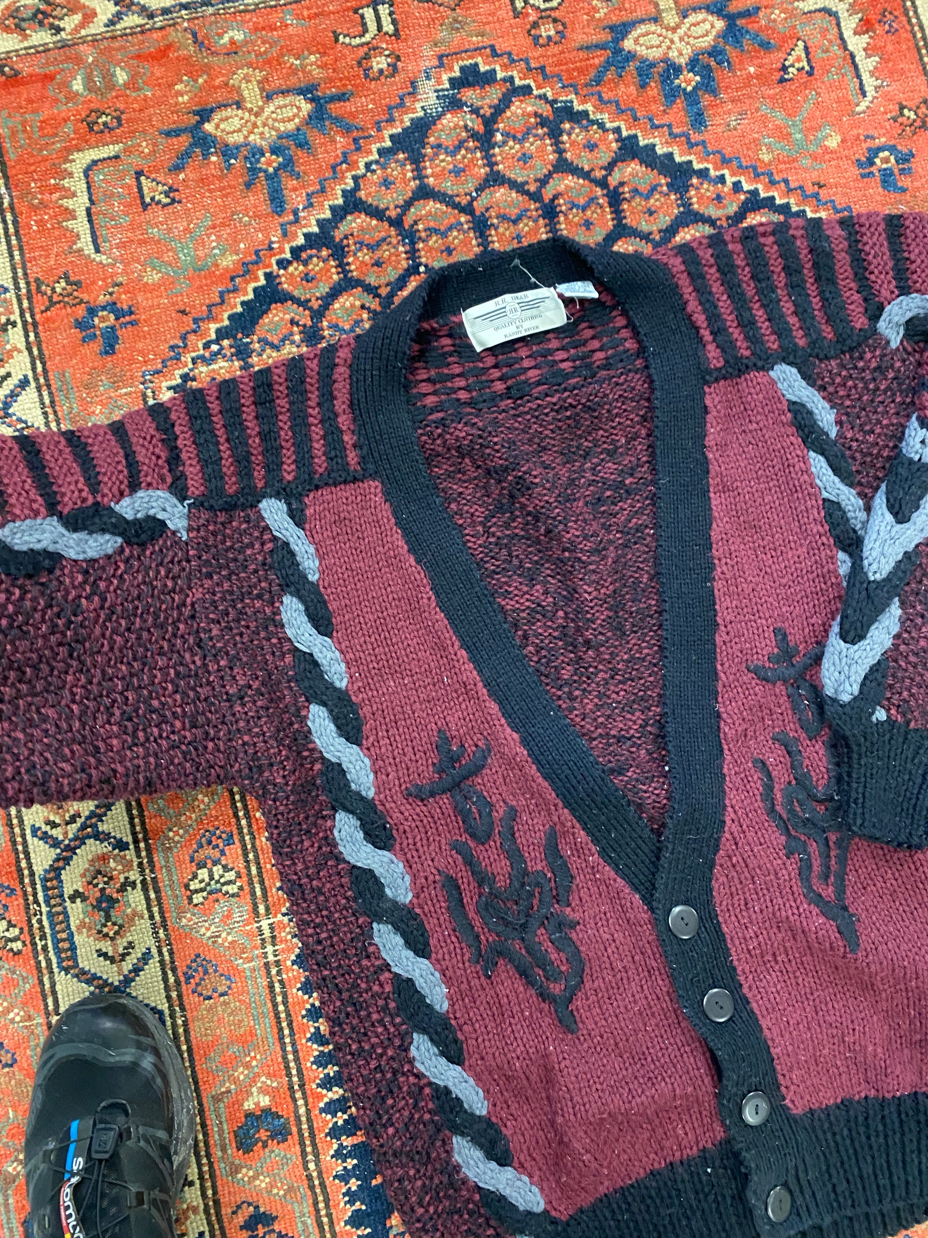 90s Heavy Knit Cardigan - L