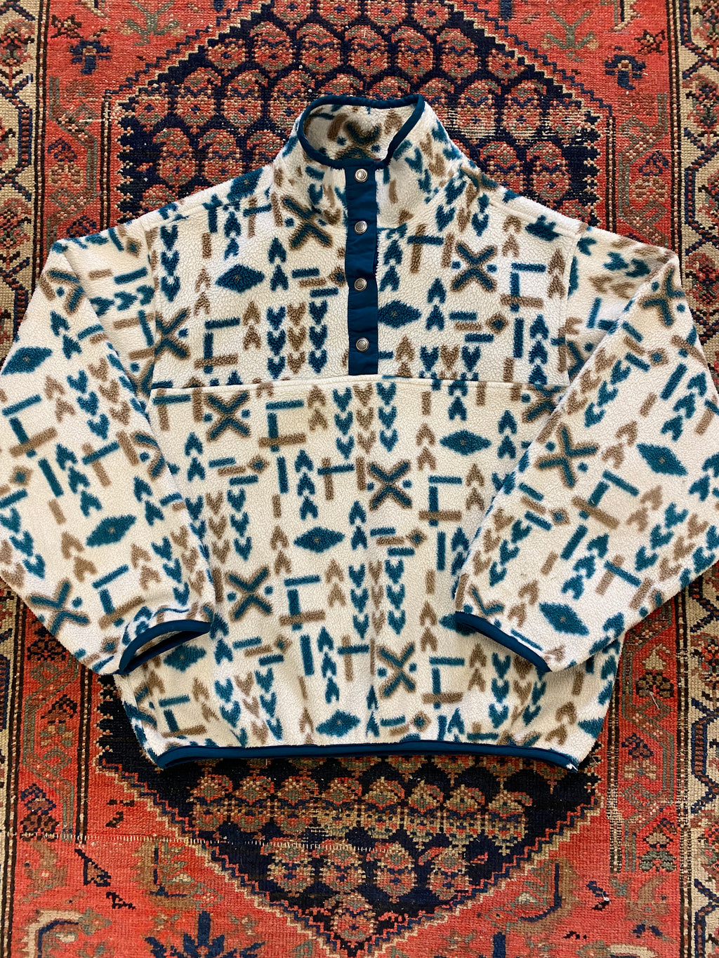 Vintage Woolrich Fleece Henley - M