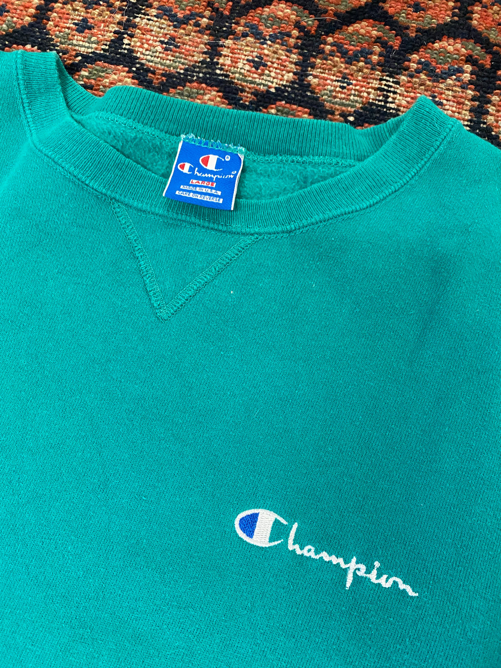 90s Made In USA Champion Script Crewneck - L
