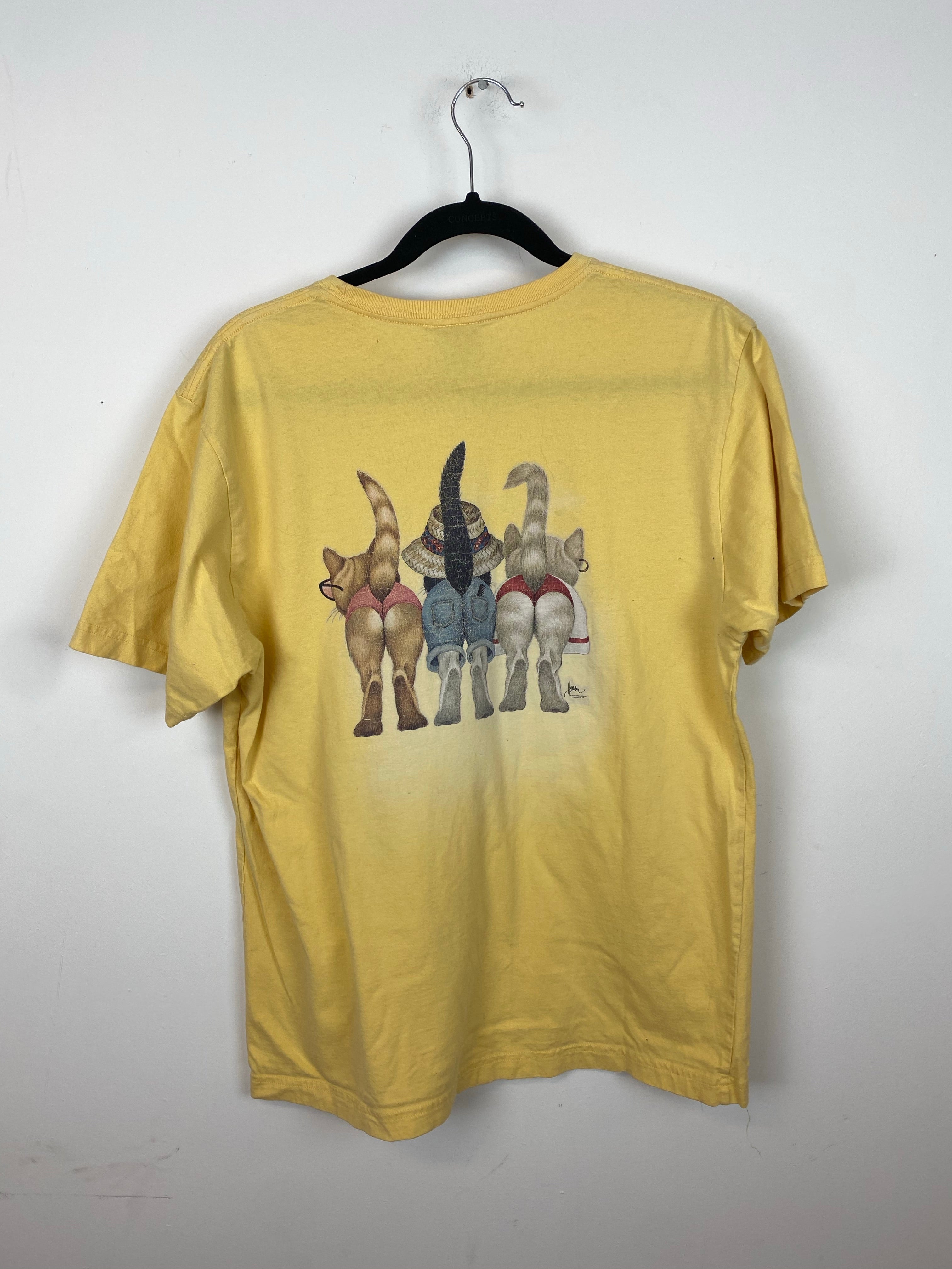 Vintage Front and back yellow CAT t shirt - S