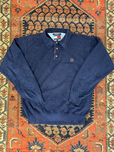 90s Collared Tommy Hilfiger Crewneck - L