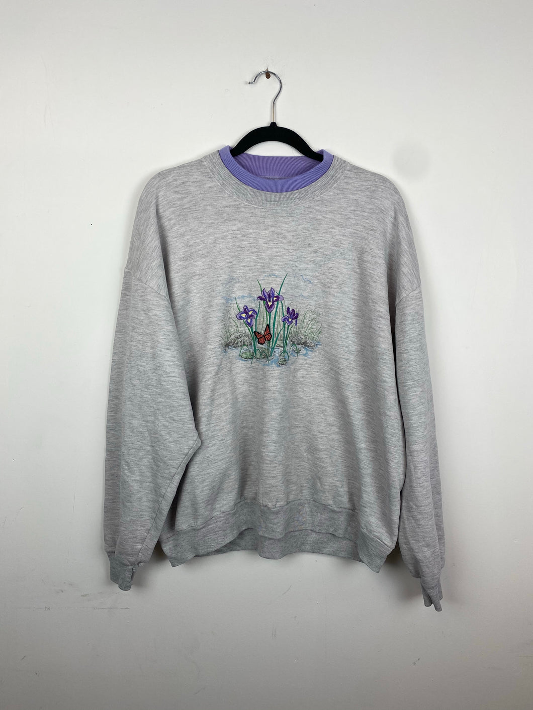 Vintage embroidered butterfly crewneck